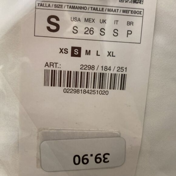 Zara Crop White Ruffle Drop Sleeve Pleated Soft Girl Top Blouse Size S - Picture 14 of 14